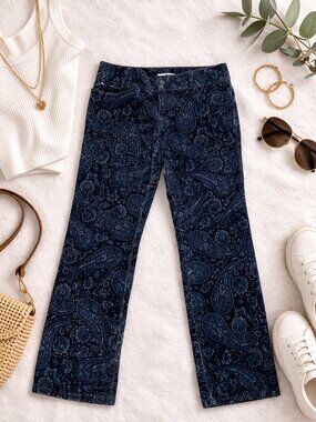 Tommy Hilfiger Paisley Pants Womens Size 16 Blue Straight Leg
